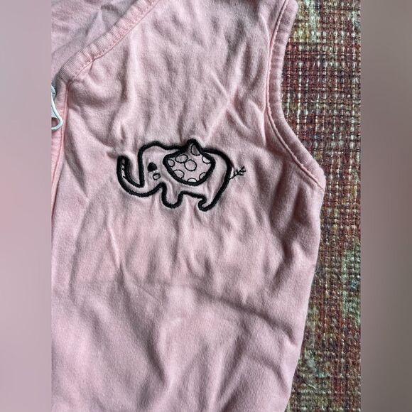 Set of 2 small 0-6 month TillYou Pink and White Baby elephant print Sleep Sacks - Picture 5 of 8